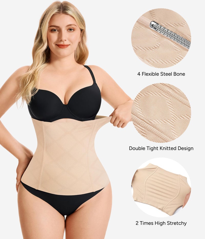 Nebility Womens' Waist Trainer Tummy Control Waist Cincher Slim Body Shaper (Beige Without Hook, M) - Image 5