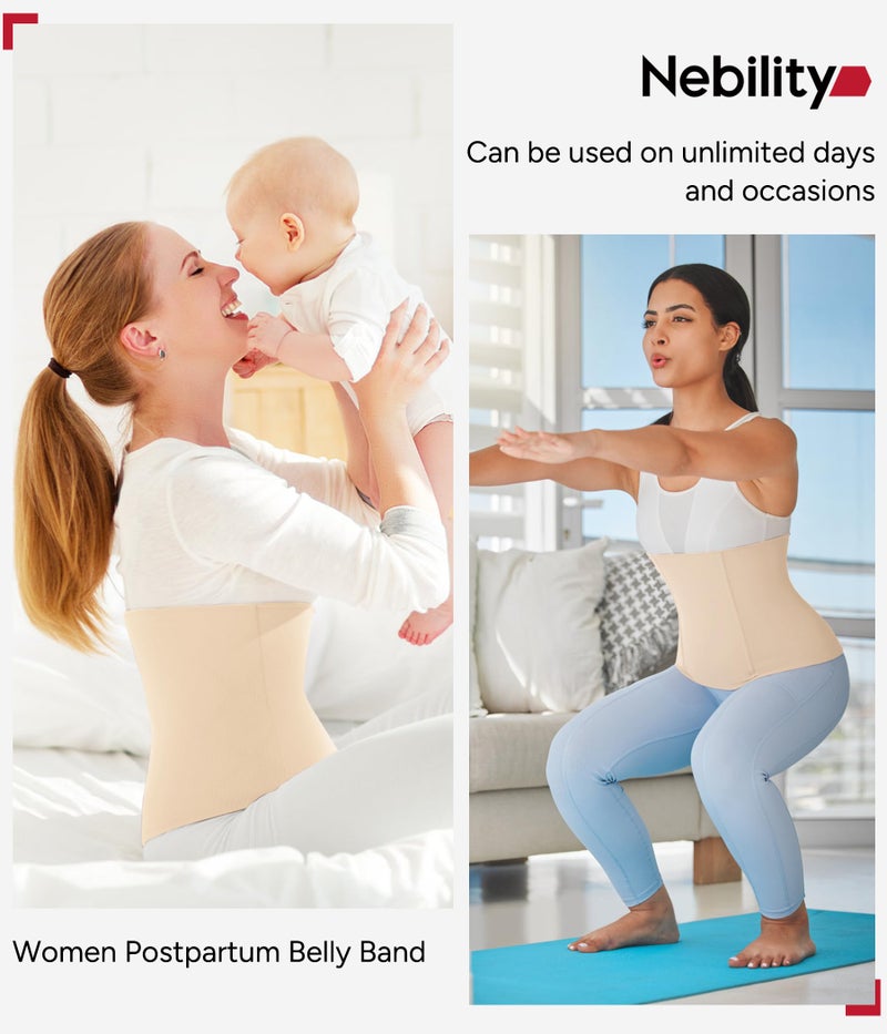 Nebility Womens' Waist Trainer Tummy Control Waist Cincher Slim Body Shaper (Beige Without Hook, M) - Image 2
