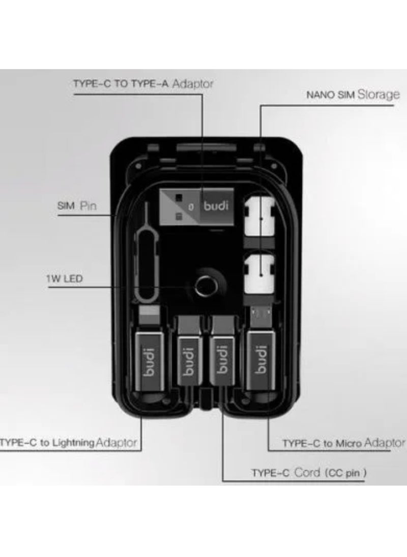 budi Multifunctional USB data cable adapter with SIM card storage box  - Image 2