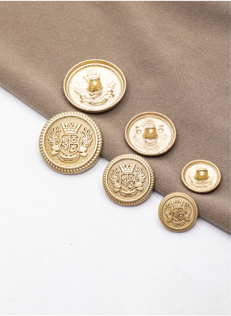 Generic - 26-Piece Metal Button Set with Crown and Laurel Design, Gold - Image 1