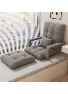 TAPIT Floor Sofa with Back Support and Armrest 5 Reclining Poistion Adjustable Floor Chair Folding Gaming Recliner Chair Floor Lounge Chair with Cushion for Gaming Reading (B-Light Gray)  - Image 1