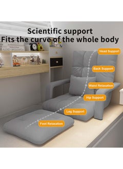 TAPIT Floor Sofa with Back Support and Armrest 5 Reclining Poistion Adjustable Floor Chair Folding Gaming Recliner Chair Floor Lounge Chair with Cushion for Gaming Reading (B-Light Gray)  - Image 3