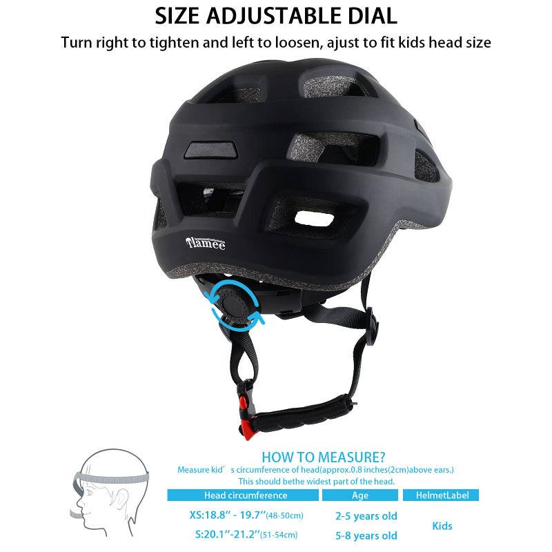 TLAMEE Kids Bike Helmet for Ages 1-8 Years, Adjustable Toddler Boys and Girls Helmets, Lightweight Child Infant Bicycle Cycling Scooter Sports Helmet XS, 48-50cm,Black - Image 3