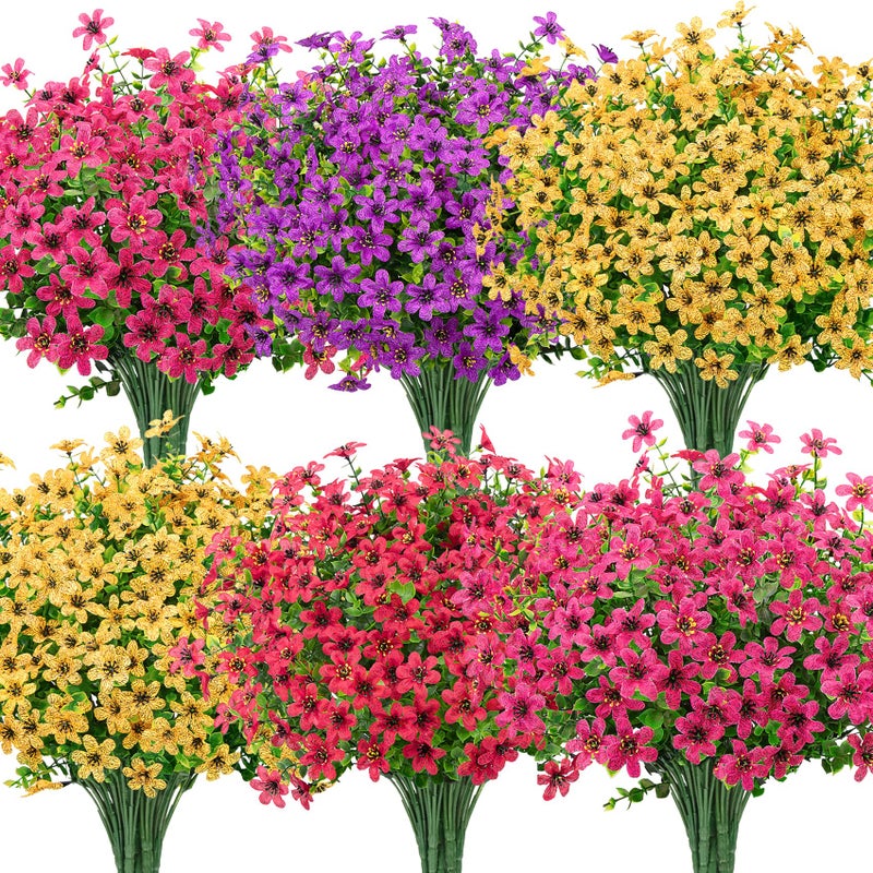Bassion 20 Bundles Artificial Flowers for Outdoors Decorations UV Resistant Faux Plants Fake Silk Flowers for Outside Daisy Hanging Planters Window Box Front Door Porch Patio Yard Home Decor - Image 2