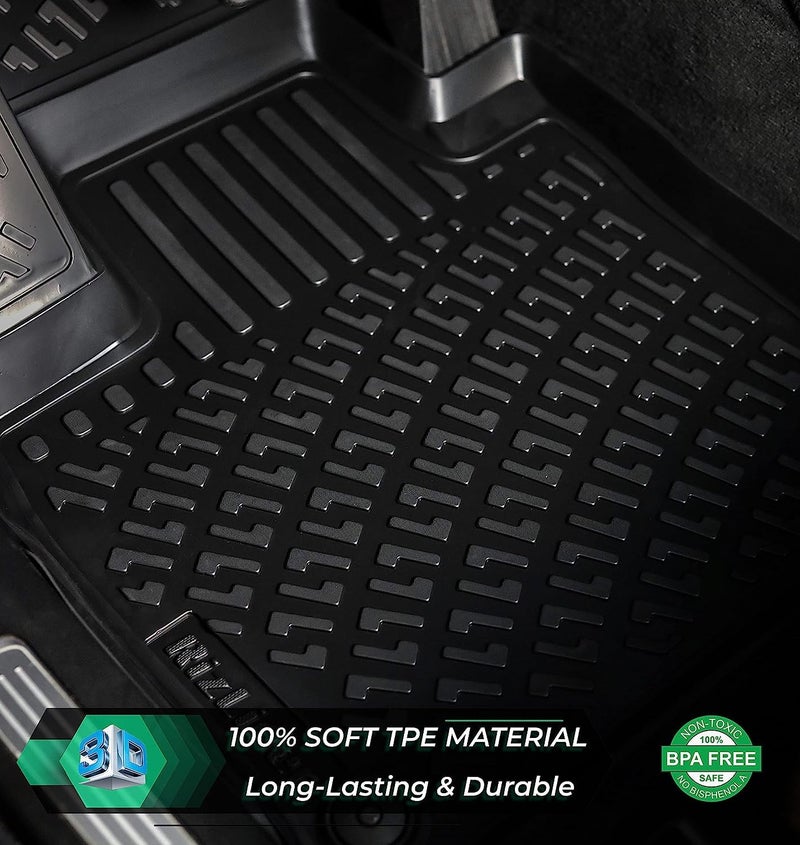 RizLiner Lincoln Corsair 2020-2025 (No Hybrid Models) Custom Fit Floor Mats Rubber 3D Car Mats Laser Measured Floor Liners All Weather Heavy Duty Waterproof TPE (Front & Rear) - Image 2