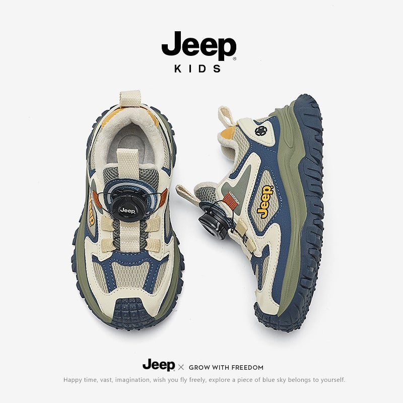 Jeep Boys' Cotton Shoes, Double Cotton With Fleece Lining, Winter Leather Surface, Model, Outdoor Warm Hiking Shoes For Older Children - Image 3