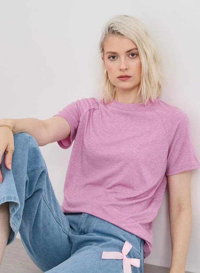 تايك تو Take Two Solid Regular Fit Round Neck T-Shirt