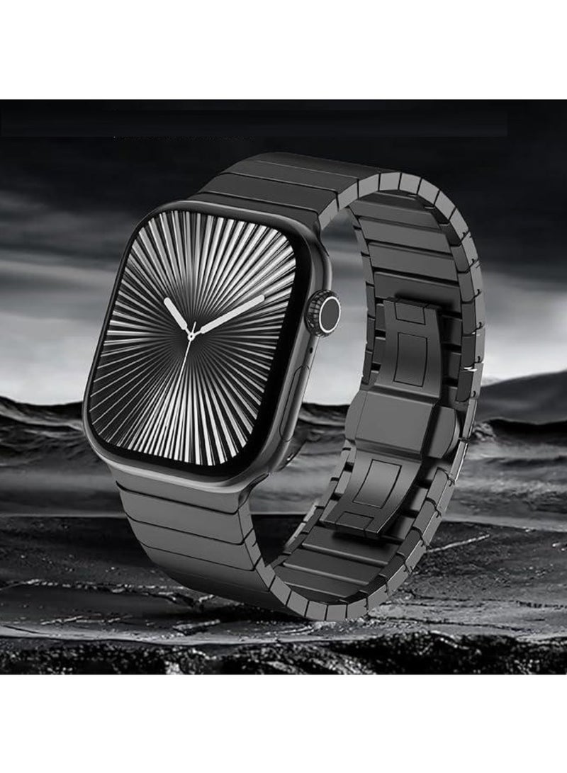 TIGER Stainless Steel Strap for iWatch 49mm, 46mm, 45mm, 44mm, 42mm – Black Replacement Band for Apple Watch Ultra 3, Ultra 2, Ultra, Series 10, 9, 8, 7, SE, 6, 5, 4, 3, 2, 1 – Sleek, Durable & Adjustable - Image 4