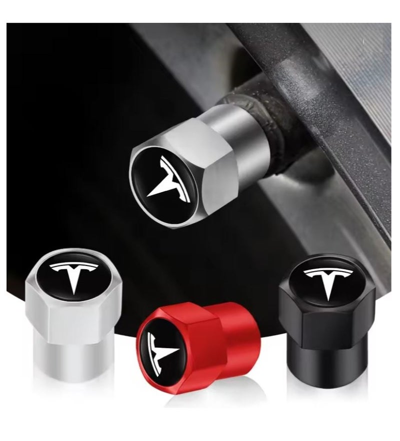 Car Tire Valve Stem Caps (4pcs) Tyre Air Valve Cap Accessories Cover Fit for (Tesla) Model X Y S 3 Cybertruck - Image 4