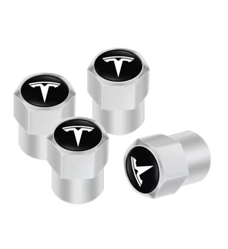 Car Tire Valve Stem Caps (4pcs) Tyre Air Valve Cap Accessories Cover Fit for (Tesla) Model X Y S 3 Cybertruck - Image 1