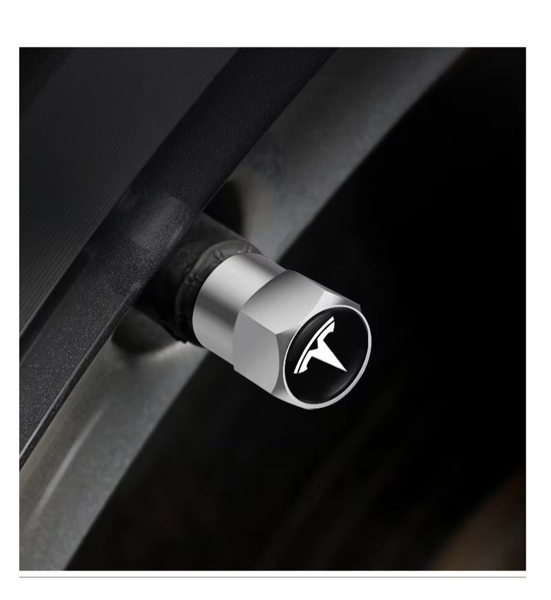 Car Tire Valve Stem Caps (4pcs) Tyre Air Valve Cap Accessories Cover Fit for (Tesla) Model X Y S 3 Cybertruck - Image 2