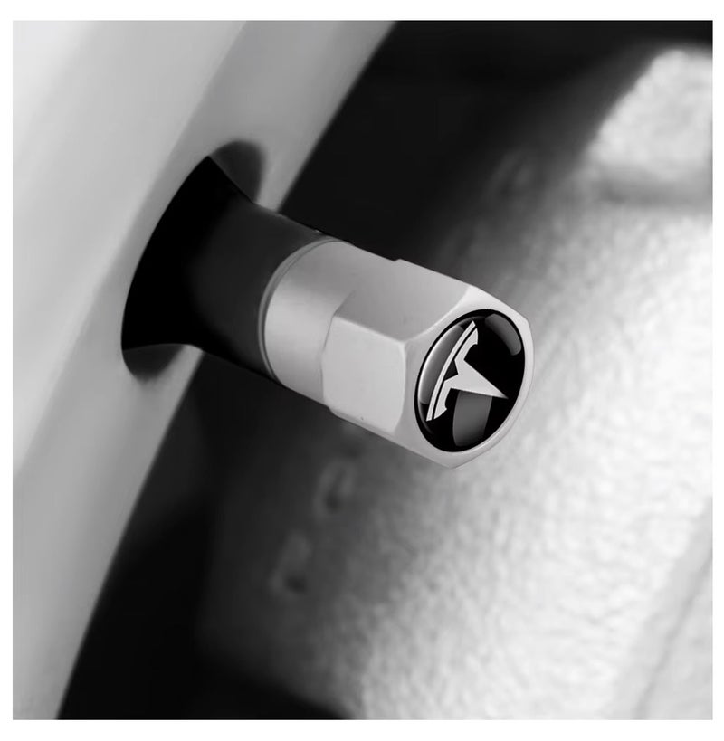 Car Tire Valve Stem Caps (4pcs) Tyre Air Valve Cap Accessories Cover Fit for (Tesla) Model X Y S 3 Cybertruck - Image 3