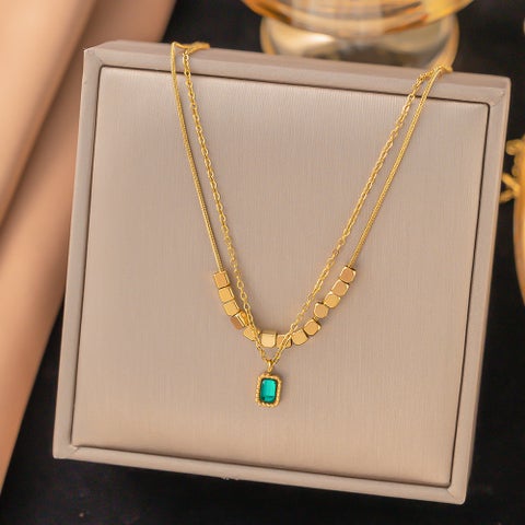Multi-Layered 18K Gold Plated Snake Chain Pearl Necklace 9 【AH322 】 Broken Silver Green Diamond Necklace Gold