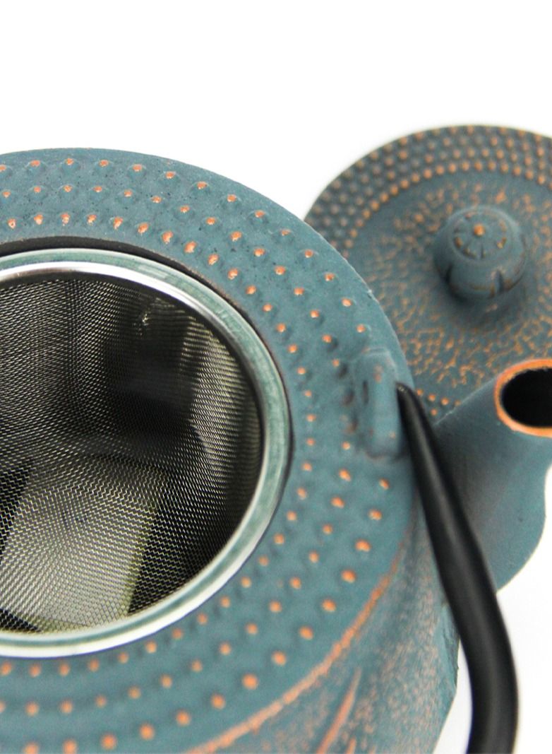 Tealand Durable Coated with Enamel Interior Cast Iron Teapot with Stainless Steel Infuser for Brewing Loose Tea Leaf 1.3 Liter Blue  - Image 2