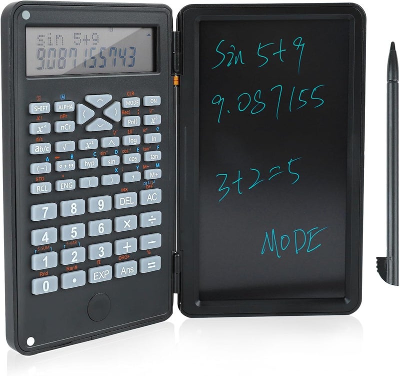 حاسبة علمية مزودة بلوحة كتابة LCD، تحتوي على 240 وظيفة، حاسبة رياضية بشاشة مكونة من صفين، مناسبة للطلاب والاستخدام المكتبي والمدرسي. - Image 1