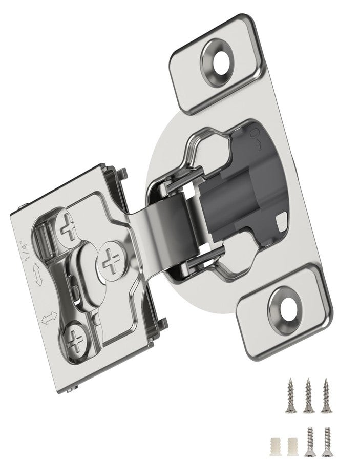 Furniware 2 Pieces 1/4" Small Overlay Concealed Face Frame Hinges, 105° Open Angle 4 Level Soft Close Screw On Compact Cabinet Hinge,for Face Frame Door, Soft Close On/Off Switch, Self Closing - Image 1