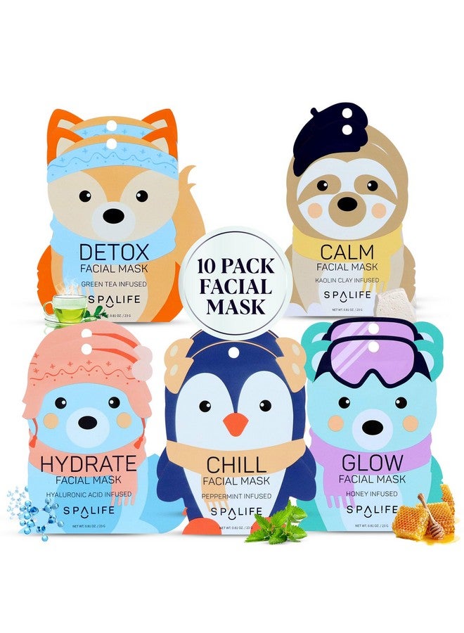 سبا لايف قناع الوجه سنو باديز 10 عبوات من أقنعة ورقية مرطبة للنساء مجموعة متنوعة للعناية بالبشرة لترطيب البشرة المتوهجة قناع الوجه الكوري علاج السبا بمكونات طبيعية - Image 1