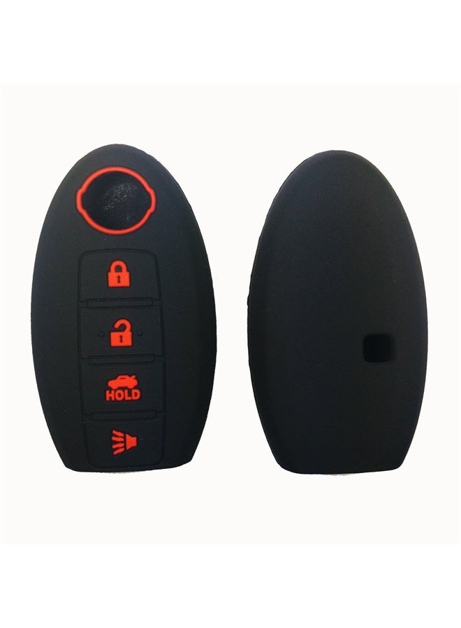 Coolbestda Black Silicone Key Fob Skin Jacket Cover Case Remote Keyless Entry Protector for Nissan Maxima Altima Gt-r Sentra Murano 4Buttons 