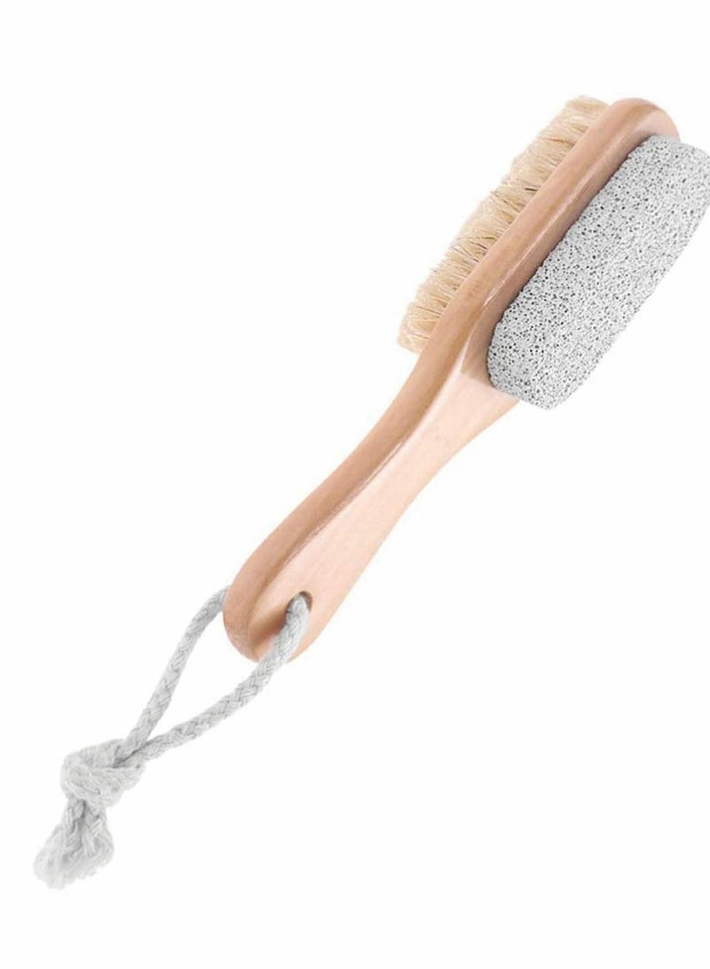 KASTWAVE Double-sided Foot Pumice Stone Natural Bristle Foot Brush Dead Skin Massage SPA Callus Remover Exfoliating Scrubber - Image 1