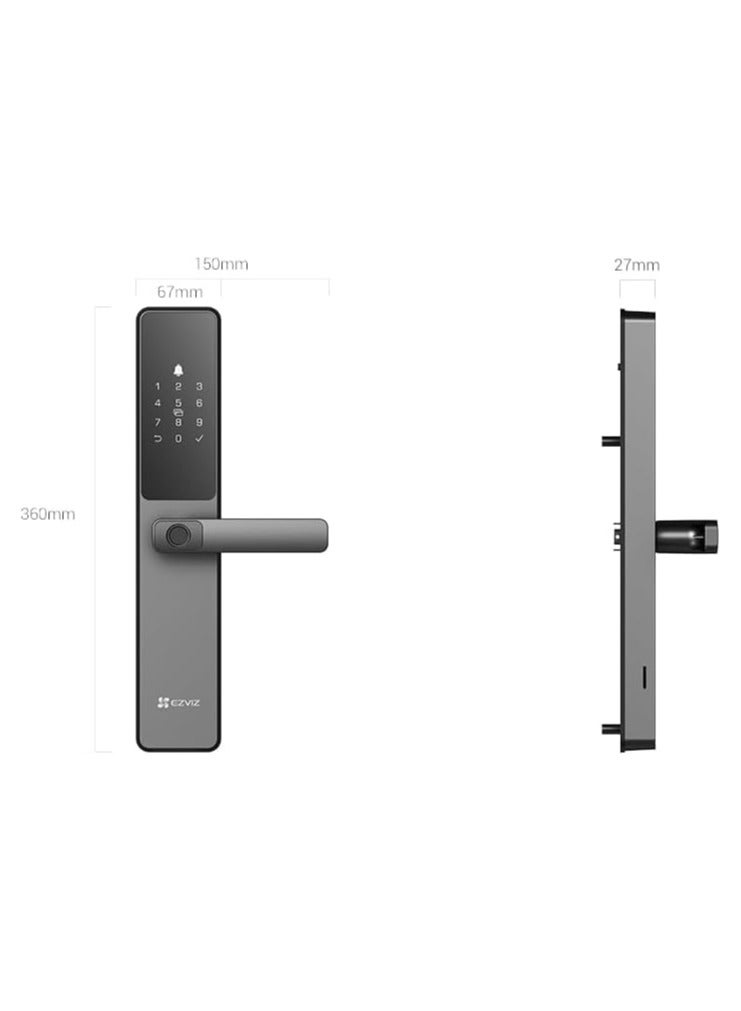 EZVIZ EZVIZ Smart Lock DL05, 7-in-1 Keyless Entry Door Lock, with Fingerprint Access – Secure Keyless Entry, Multiple Unlock Options, Instant Alerts, Weather-Resistant, Child Safety Privacy Control 5085  - Image 5