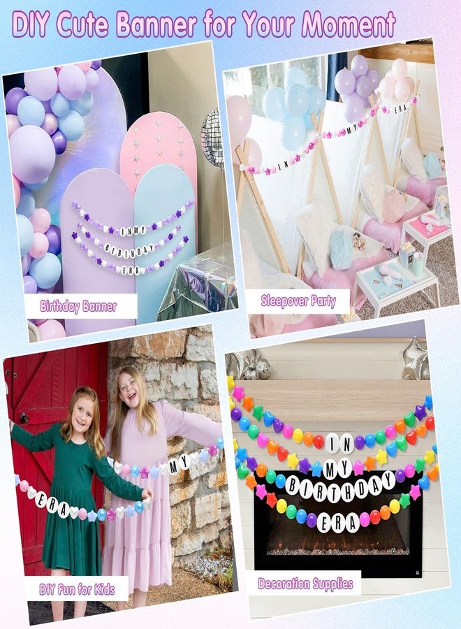 Heopeis DIY Giant Friendship Bracelet Birthday Banner in My Birthday Era Banner Famous Singer Customizable Banner Garland Decor Foam Circles Ball Plastic Balls Stars DIY Supplies(Bright Colors) - Image 3