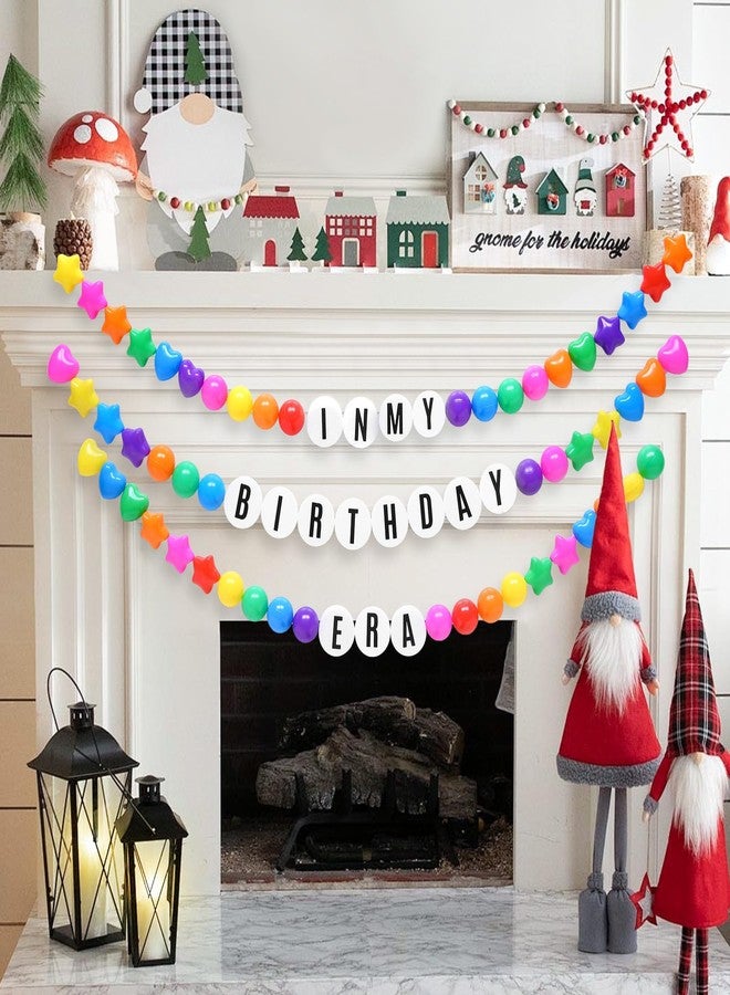 Heopeis DIY Giant Friendship Bracelet Birthday Banner in My Birthday Era Banner Famous Singer Customizable Banner Garland Decor Foam Circles Ball Plastic Balls Stars DIY Supplies(Bright Colors) - Image 2