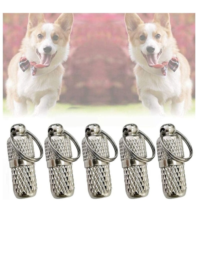 Excefore Silver Pet Tag Pendant 10 Pack Dog Tag Capsule Collar Pendant, Waterproof Tags Animal Name Address Identification Barrel Tube Collar For Dog Cat - Image 2