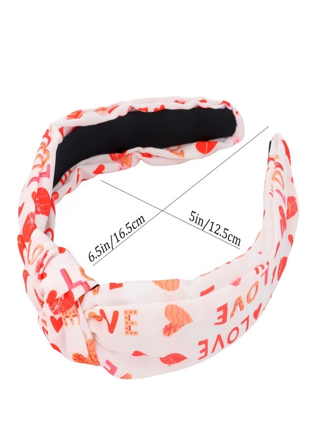 ACO-UINT 3 Pack Valentine’s Day Knotted Headbands for Women and Girls - Pink/White/Red Heart & Love Print Hair Hoops, Romantic Knot Hair Accessories for Date Nights, Parties, and Daily Styling - Image 2