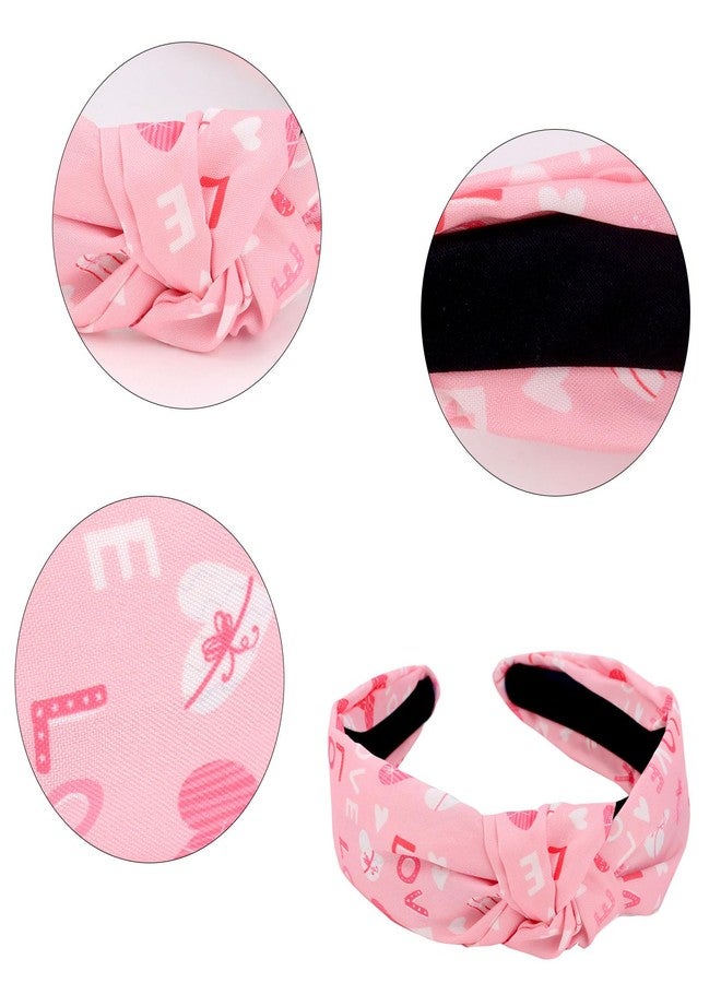 ACO-UINT 3 Pack Valentine’s Day Knotted Headbands for Women and Girls - Pink/White/Red Heart & Love Print Hair Hoops, Romantic Knot Hair Accessories for Date Nights, Parties, and Daily Styling - Image 3