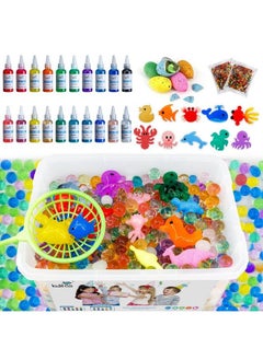 Magic Water Elf Toy Kit 20 Colors Magic Gel Including 10 Sparkling Colors10 Sea Creature Water Elf Kit 5000 Water Beads 6 Dinosaur Eggs 3D Handmade Water Toy Aqua Fairy Toy Set For Kids