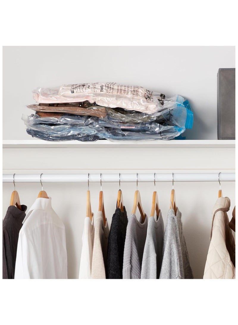 Space Vacuum Storage Bags with Zipper, Airtight Valve and Hand Pump, 5-Pack, Space Saver storage bags, Medium 70CM x 50CM, Clear - Image 3