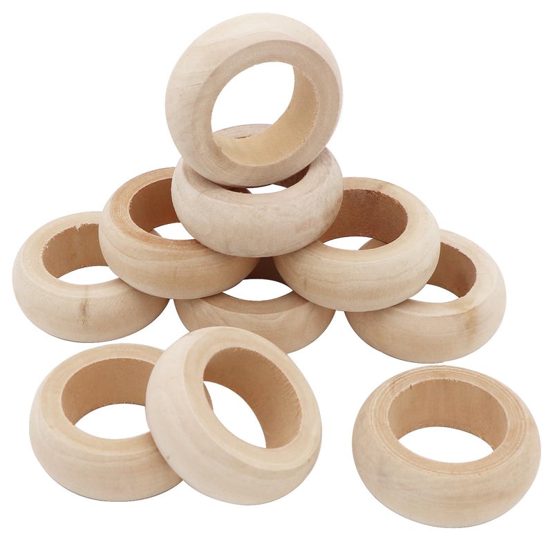 DUTWROY Wooden Napkin Rings 10pcs Natural Wood Serviette Holders Round Serviette Rings Table Decoration Napkin Ring for Party DecorationDinning TableEverydayFamily Gatherings 