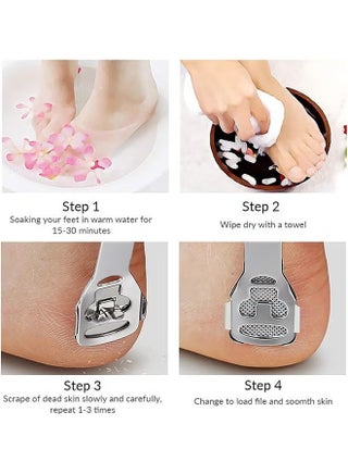 مكشطة القدم ملفات الفولاذ المقاوم للصدأ العناية Pedicure أداة إزالة الجلد الصلب الميتة أداة مع الشفرات للأقدام الرطبة والجافة - view 5