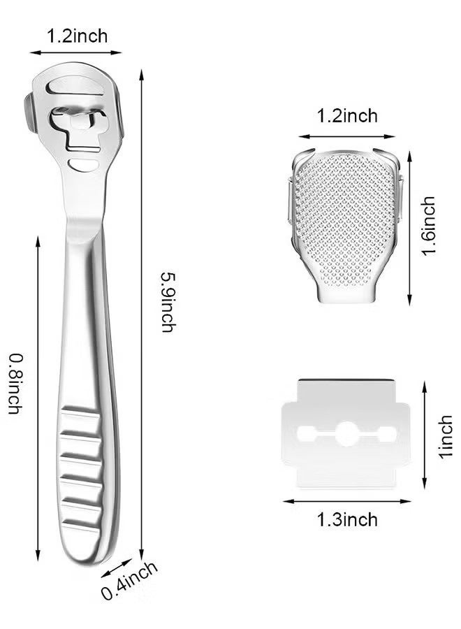 YJ Foot Scraper Stainless Steel Files Care Pedicure Dead Hard Skin Remover Tool With Blades For Wet And Dry Feet - Image 2