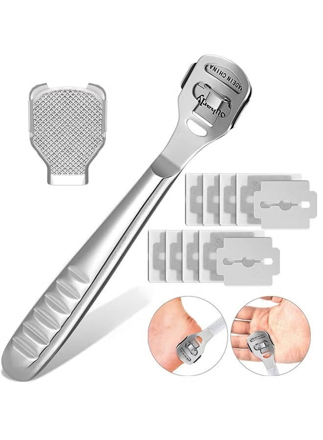 YJ Foot Scraper Stainless Steel Files Care Pedicure Dead Hard Skin Remover Tool With Blades For Wet And Dry Feet - Image 1
