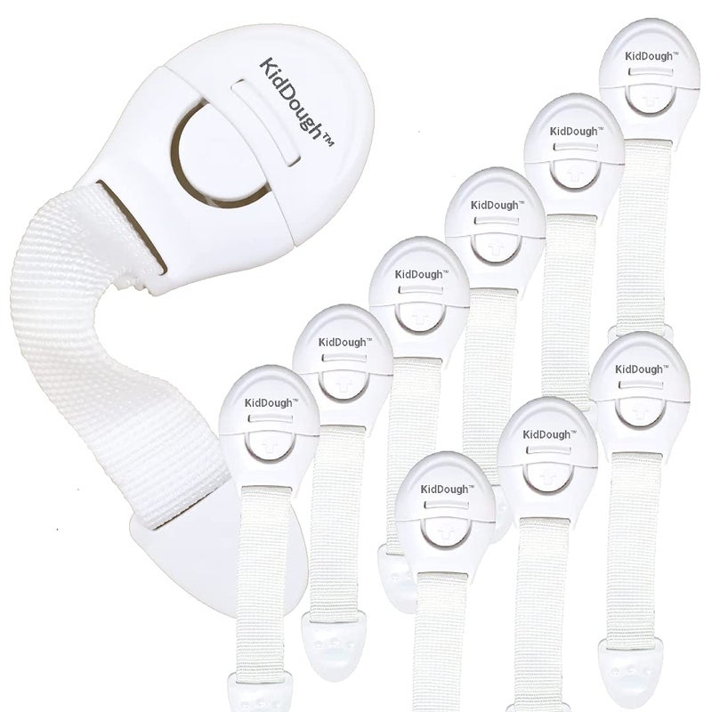KidDough Furniture Safety Locks for Kids, Child Safety Locks for Drawers, Cabinets, Fridge, Cupboard Lock, Baby Proofing Product, Strong and Adhesive Safety Locks (White, 10 White Locks) - Image 2