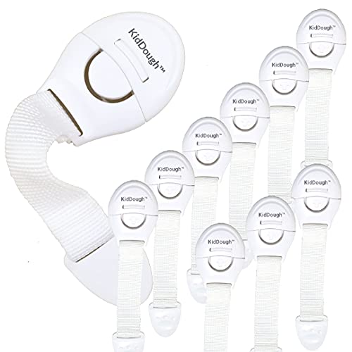 KidDough Furniture Safety Locks for Kids, Child Safety Locks for Drawers, Cabinets, Fridge, Cupboard Lock, Baby Proofing Product, Strong and Adhesive Safety Locks (White, 10 White Locks) - Image 1