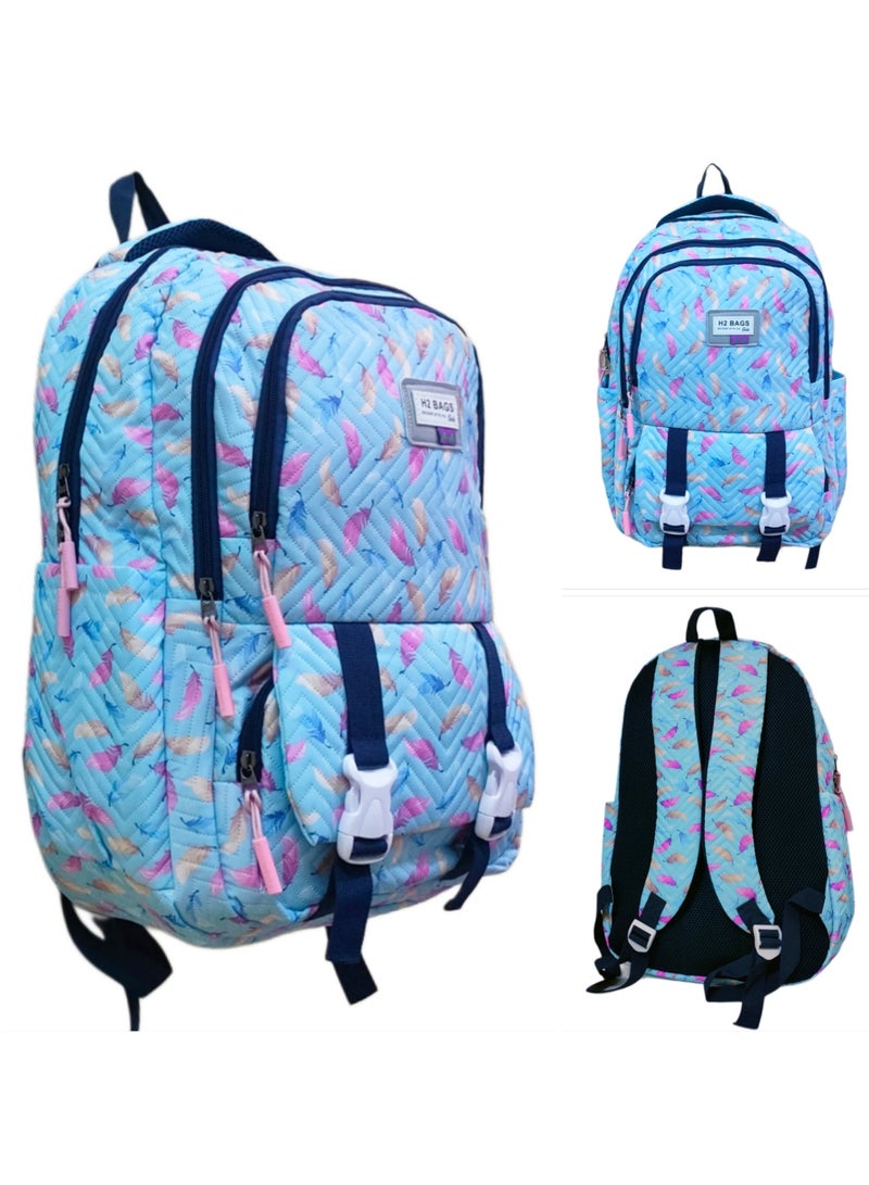 h2 Large trendy school baded multizips bag backpack - Image 1