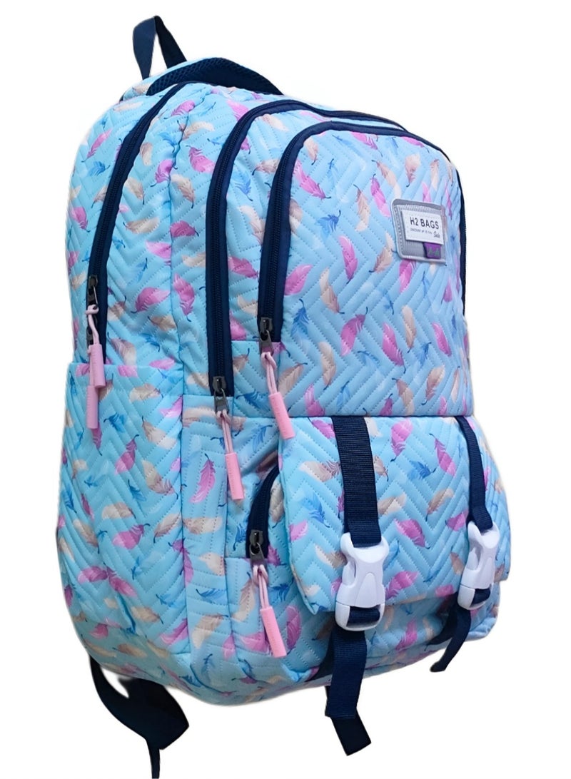 h2 Large trendy school baded multizips bag backpack - Image 2