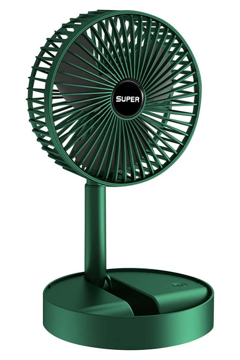 Super Portable Foldable Desk Fan, USB Rechargeable Mini Fan with Powerful Breeze, 3 Speed Modes, Quiet & Travel-Friendly (Green) - Image 2