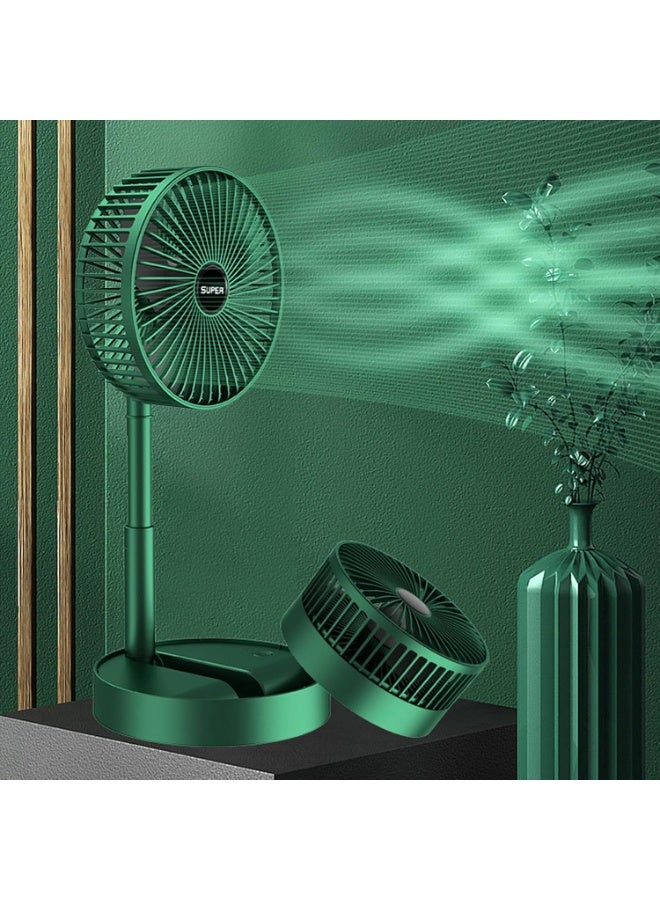 Super Portable Foldable Desk Fan, USB Rechargeable Mini Fan with Powerful Breeze, 3 Speed Modes, Quiet & Travel-Friendly (Green) - Image 5