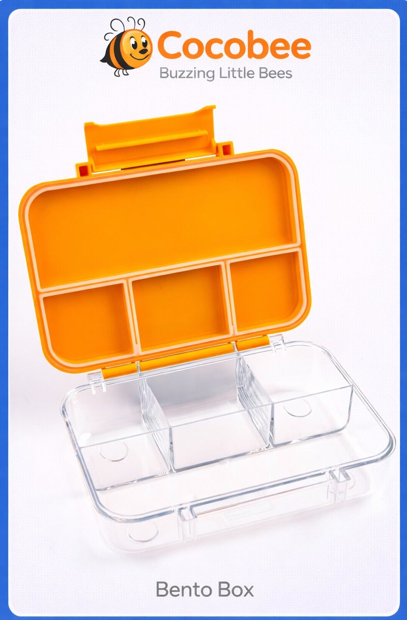 Cocobee Tritan Bento Lunch Box,4 Compartments - Orange - Image 1