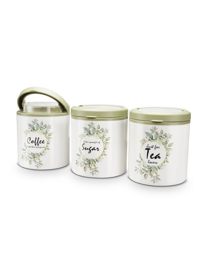 Trueware Lift Up Sugar Tea Coffee Container|Set Of 3|Container|750 Ml Each|Air Tight|Bpa Free|100% Food Grade|Odour Proof|Kitchen Storage|Kitchen Accessories |Plastic, - Image 1