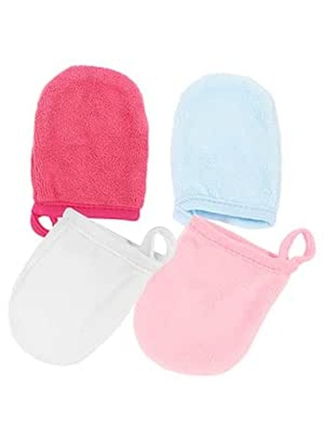 4 Pack Microfiber Face Wash Gloves Reusable Makeup Remover Mitts For Eyes And Face - Image 1