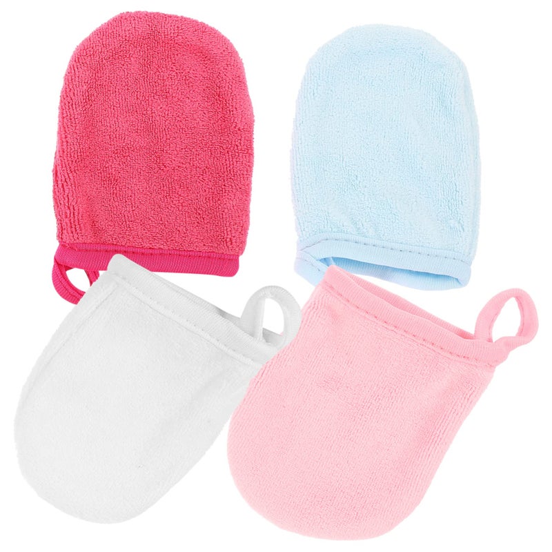 4 Pack Microfiber Face Wash Gloves Reusable Makeup Remover Mitts For Eyes And Face - Image 2