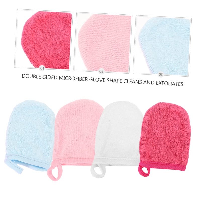 4 Pack Microfiber Face Wash Gloves Reusable Makeup Remover Mitts For Eyes And Face - Image 4