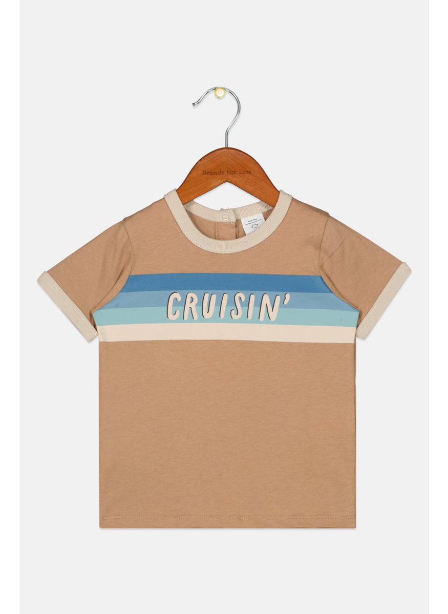 Cotton On Toddler Boys Graphic Print T-Shirt, Tan Combo  - Image 1