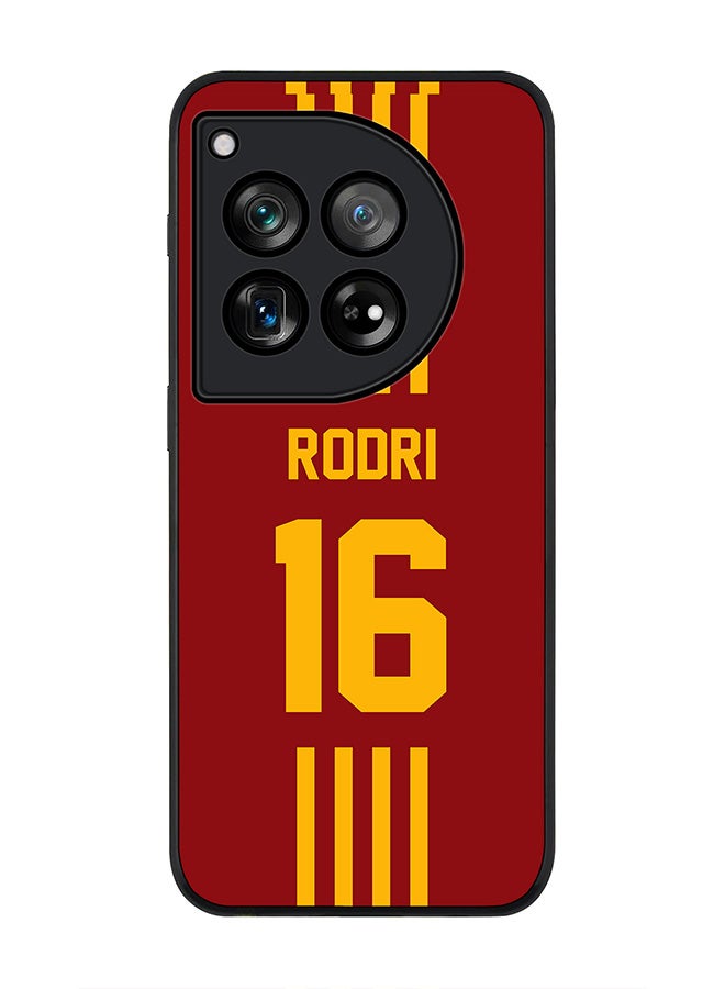 Stylizedd Rugged Black Edge Case for OnePlus 12, Slim fit Case Flexible Anti Drop TPU Gel Thin Cover -  Football Team - Spain , Player Name - Rodri - Image 1