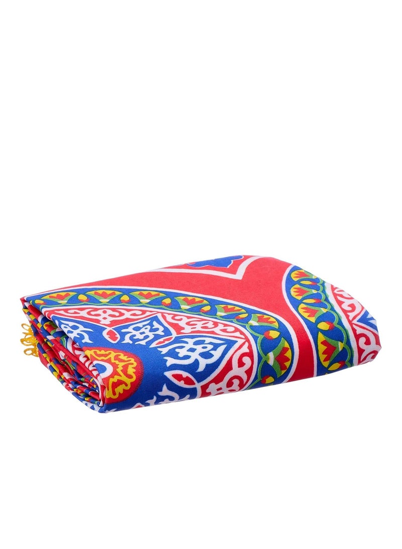 مفرش رمضان خيامية مصنوع من القطن، مقاس 2.5×1.5 متر، تصميم رمضاني تراثي أنيق، مناسب للطاولات والديكور المنزلي ويضيف أجواء رمضانية دافئة - Image 1