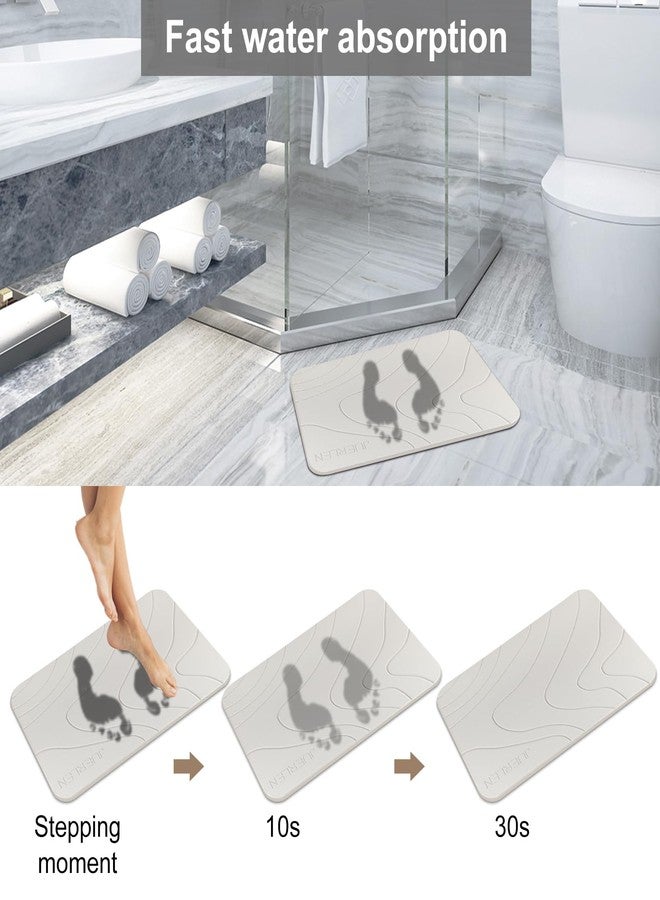 JUERLEN 2 Pack Diatomaceous Earth Shower Mat, Stone Bath Mat, Nonslip Super Absorbent Fast-Drying Hard Bath Mat for Bathroom Shower Floor, 24 x 16 inch, Pallid Wave Design - Image 3